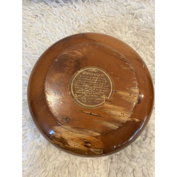 Lot Of 2 Bowls - Vintage MCM Boho Myrtlewood 9.5” Laquered & 9.5” Unpolished - Picture 4 of 8